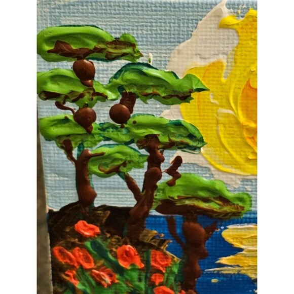 Tropical Painting Original Art Impasto Palette Knife Hawaii Beach Seascape Ocean - Picture 8 of 10